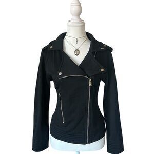 Y2K Grunge Black Biker Style Asymmetrical Zip-up Jacket